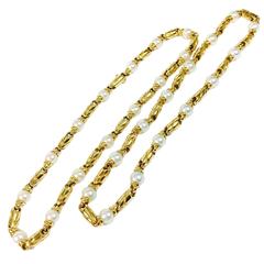 Bulgari Passo Doppio Pearl and Gold Necklace Set of 2