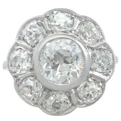 1900s French 3.94 Carat Diamond and Platinum Cocktail Ring