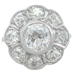 1900s French 3.94 Carat Diamond and Platinum Cocktail Ring 