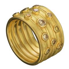 Multicolored Diamonds Gold Band Ring