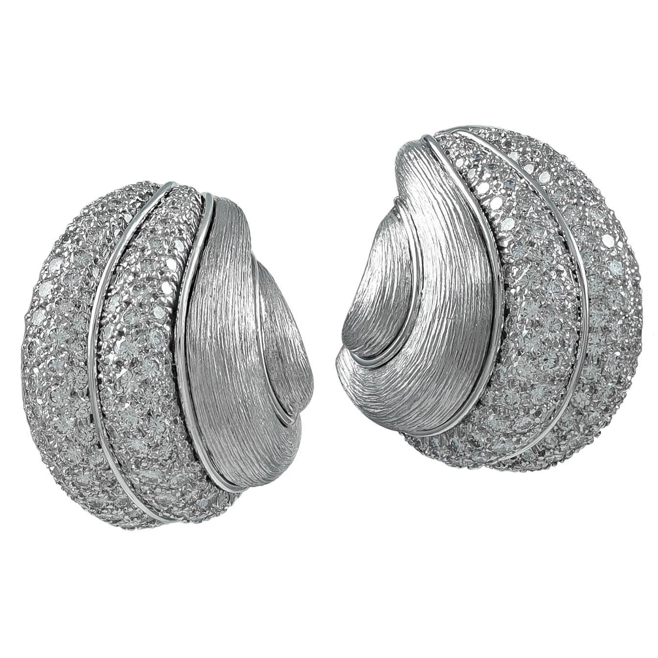 Henry Dunay Diamond Platinum Earclips For Sale