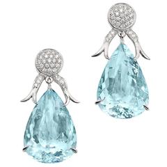 Faraone Mennella Ice Princess Aquamarine Diamonds Earrings 3