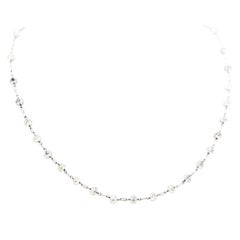 Collier chaîne en platine 35 carats avec perles de diamant facettées