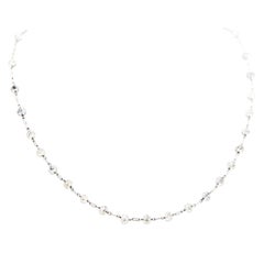 Collana a catena in platino sfaccettata con perle di diamanti da 35 carati