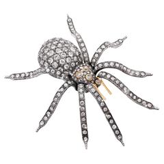 Magnificent XtraLarge Spider Pin 5 5/8 in 43cts Diamonds Gold SilverTremblant c