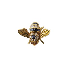 Rosenthal Sapphire Diamond Gold Bee Pin