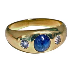 1940s Sapphire Diamond Gold Ring