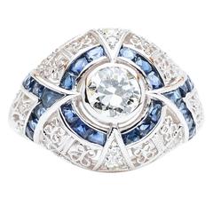 Ravishing 0.60 Carat Diamond Sapphire white Gold Engagement Ring
