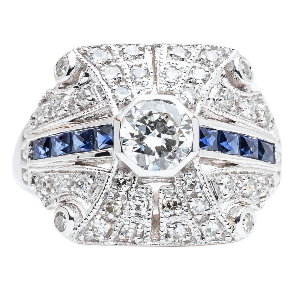 Stunning 1.34 Carat Sapphire Diamond Gold Ring For Sale