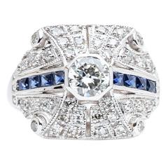 Stunning 1.34 Carat Sapphire Diamond Gold Ring