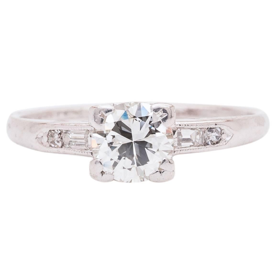 Sleek 0.77 Carat Diamond Platinum Engagement Ring 
