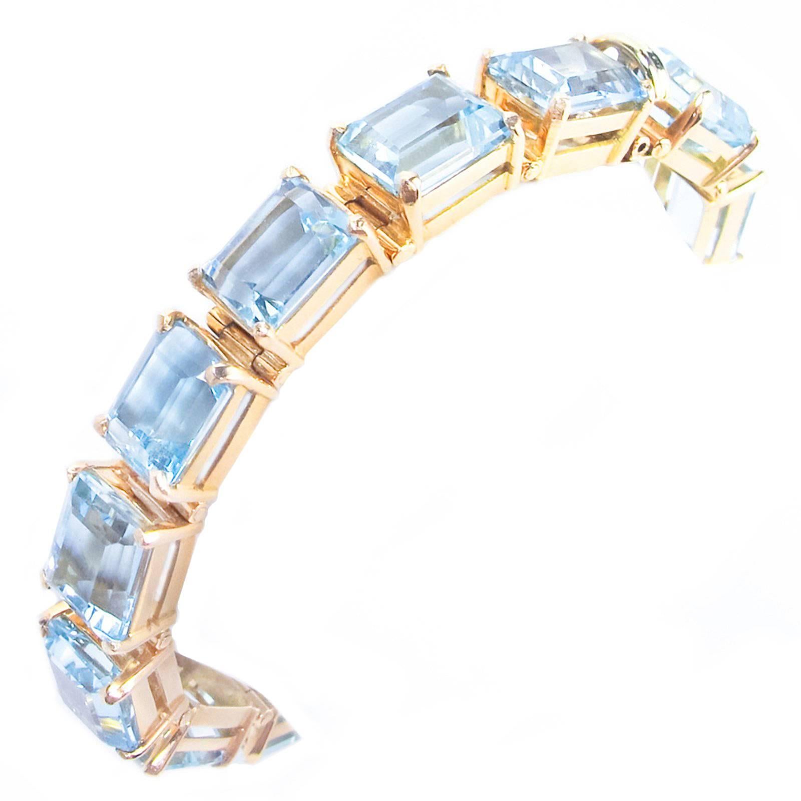 Krause 70 Carat Aquamarine Gold Bracelet