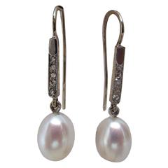 Edwardian Platinum 18K Gold Earrings with Rose Cut Diamonds and Pearls 7