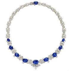 Late 20th-Century Sapphire Diamond Platinum Necklace 4
