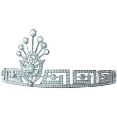 Greek Key Pattern Center Medallion Diamond Tiara 9