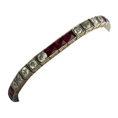 1930s Art Deco Ruby, Diamond and Platinum Bracelet 1