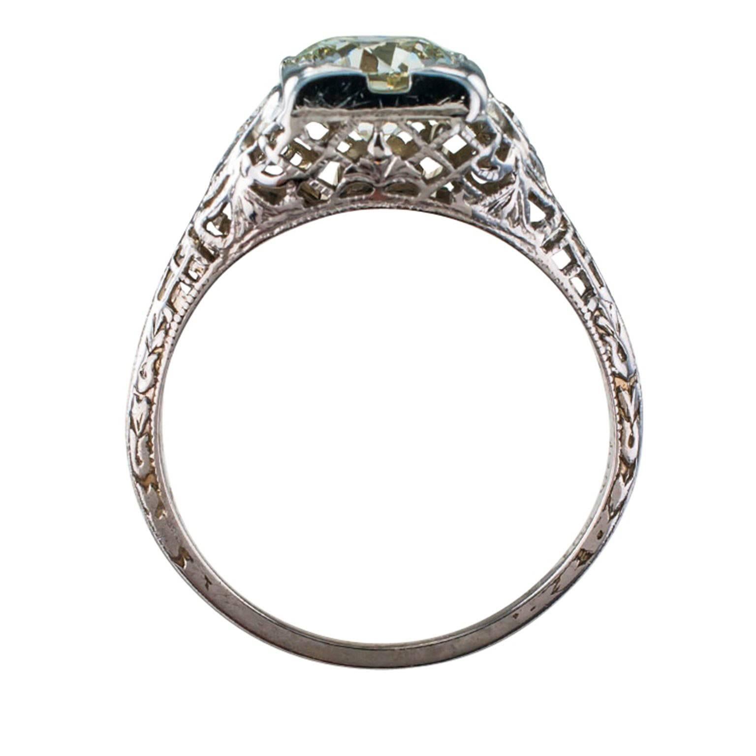 1.26 Carat Art Deco Engagement Ring 2