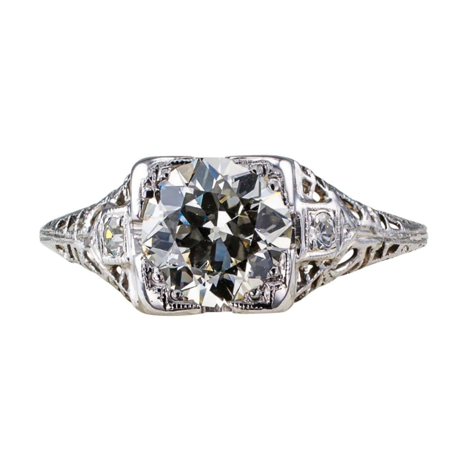 Women's or Men's 1.26 Carat Art Deco Engagement Ring