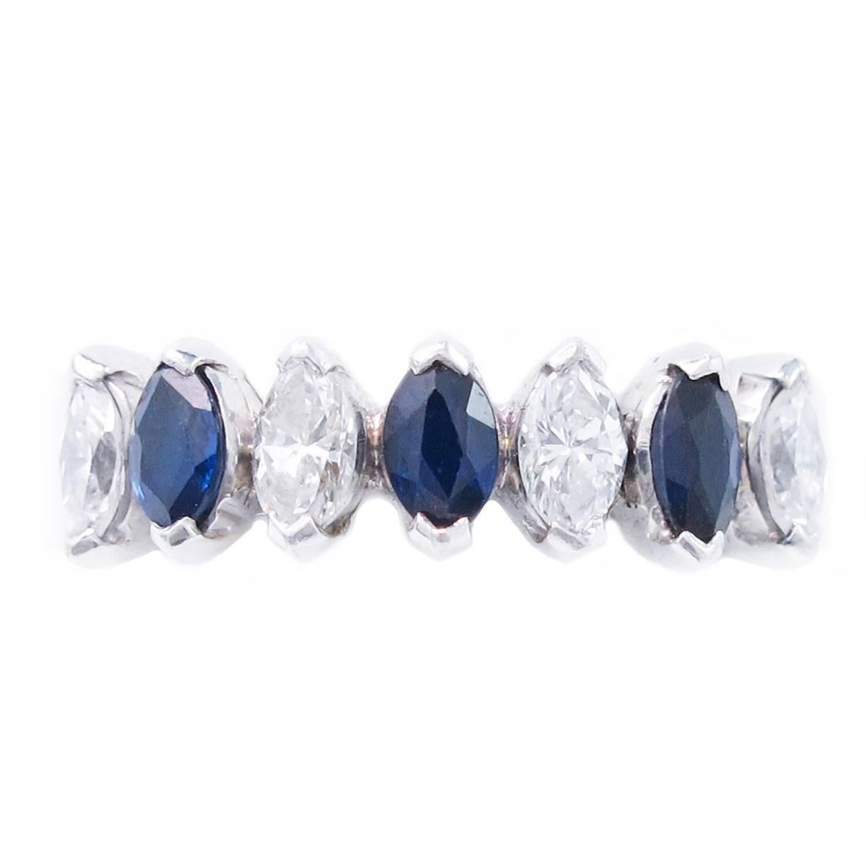 Birks Blue Sapphire Diamond and Platinum Ring For Sale