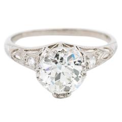 Antique Glorious Art Deco 1.42 Carat Diamond Platinum Engagement Ring