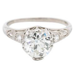 Glorious Art Deco 1.42 Carat Diamond Platinum Engagement Ring