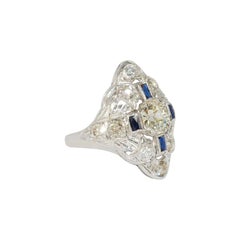 1920s Filigree Sapphire Diamond Ring