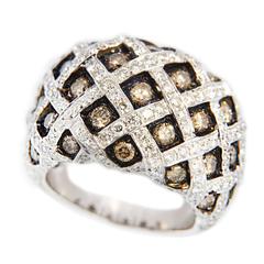 Jona Treillage White and Brown Diamond White Gold Dome Ring 5