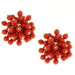 Aletto Brothers Mediterranean Coral Beaded Diamond Earrings 