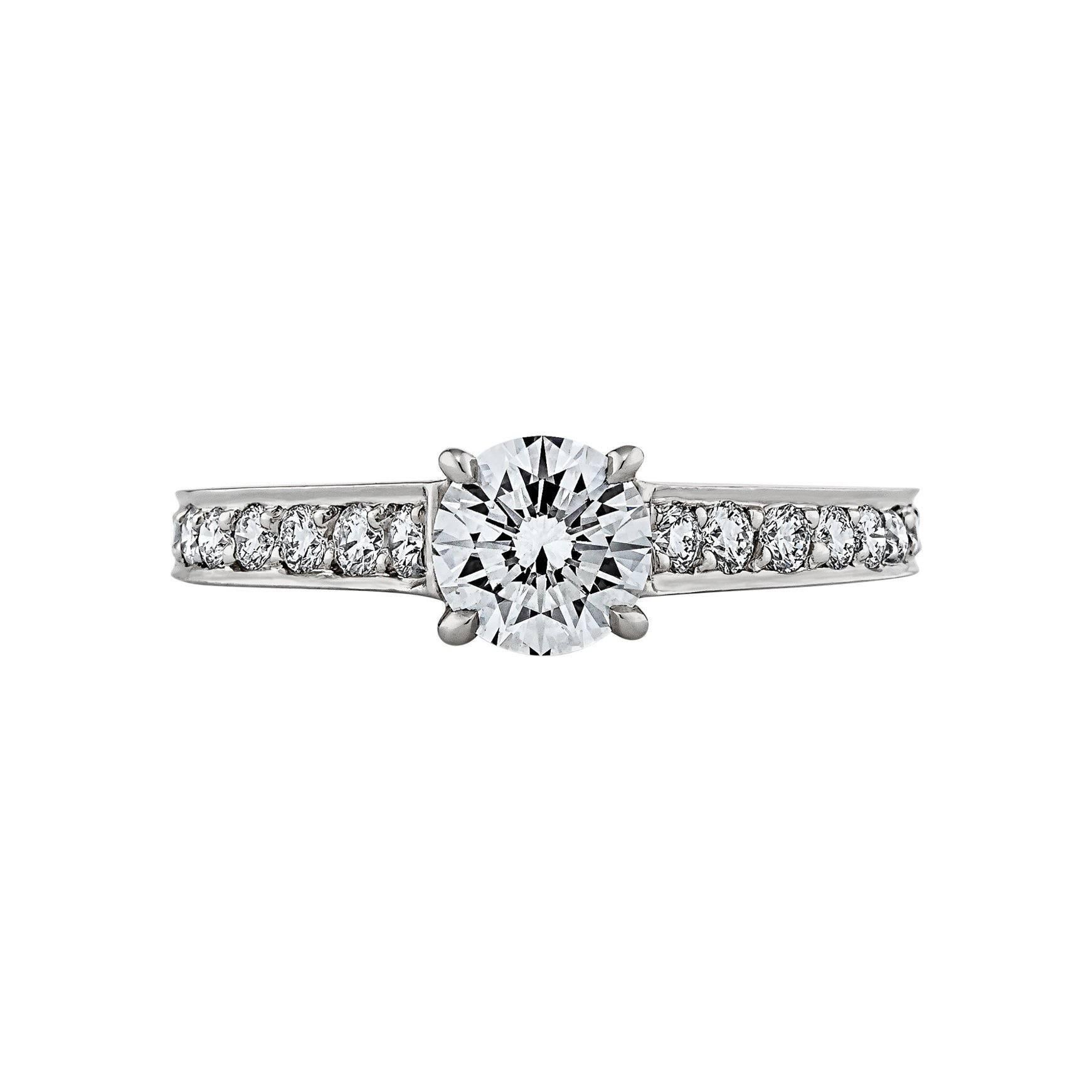 Cartier Paris .65 Carat Round Brilliant Diamond Platinum Engagement Ring