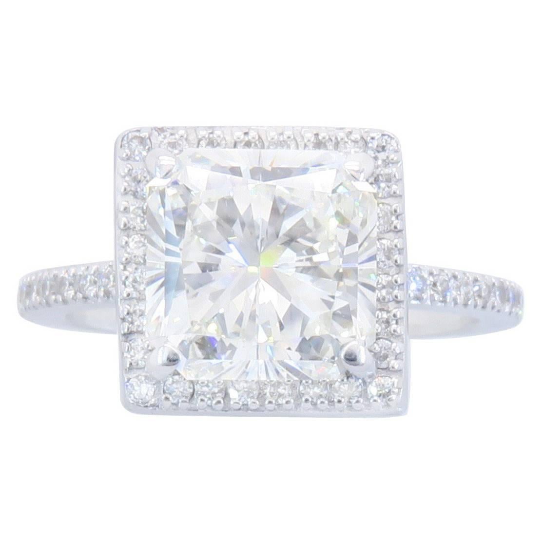 Certified 2.49 Carat Radiant Cut Diamond Ring in 18 Karat White Gold
