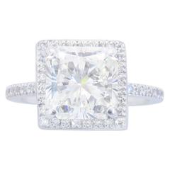 Certified 2.49 Carat Radiant Cut Diamond Ring in 18 Karat White Gold