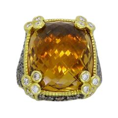 Judith Ripka 18 Karat Gold Monaco Diamond Ring 
