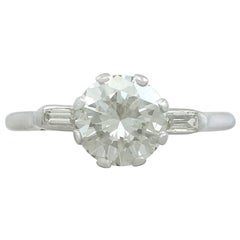 1950s 1.92 Carat Diamond and White Gold Solitaire Ring