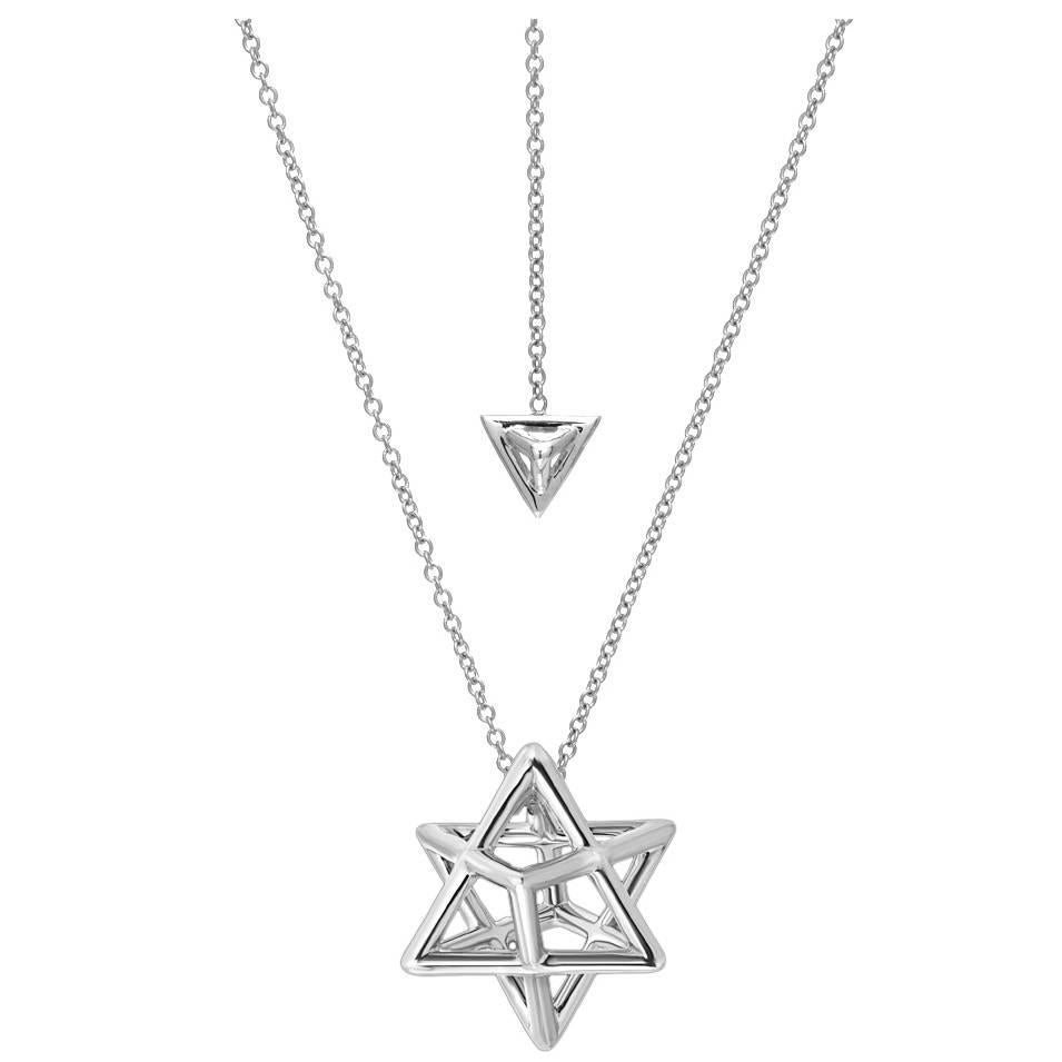Merkaba Star Platinum Pendant Necklace