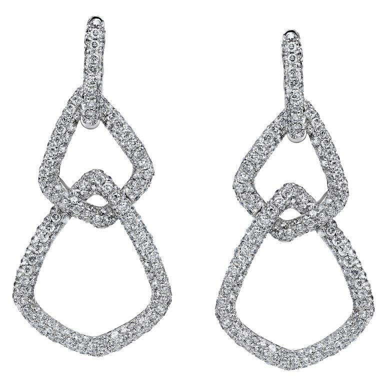Delicate Micro Pave Diamond Gold Dangling Earrings For At 1stdibs Delicate Micro Pave Diamond Gold Dangling Earrings For