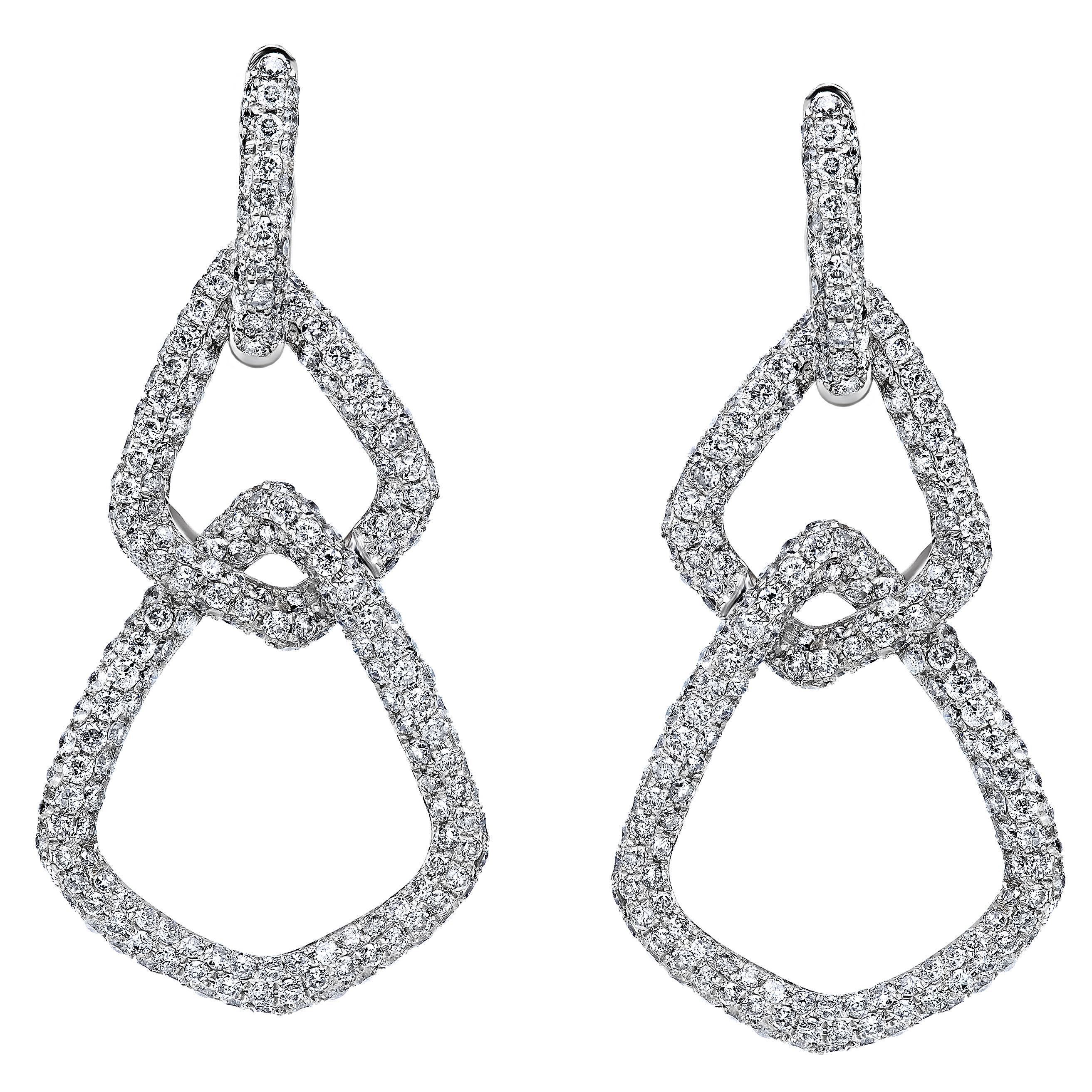 Delicate Micro Pave Diamond Gold Dangling Earrings