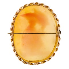 Antique Hebe and Zeus Mythological Shell Cameo Brooch