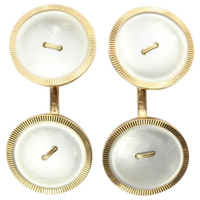 Art Deco 14K Gold Mother of Pearl Signed Krementz Cufflinks at 1stDibs krementz cufflinks