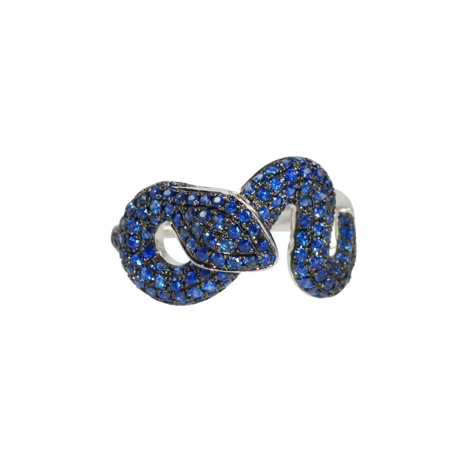 Sapphire White Gold Serpent Ring