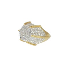 Diamond and Gold Hexagon Design Ring by Montreaux
