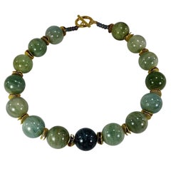 Glowing, Large Spheres of Polished Opaque Aquamarine Choker  March Birthstone