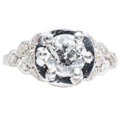 Art Deco 1.27 Carat D/E colorless color Diamond Platinum Engagement Ring 