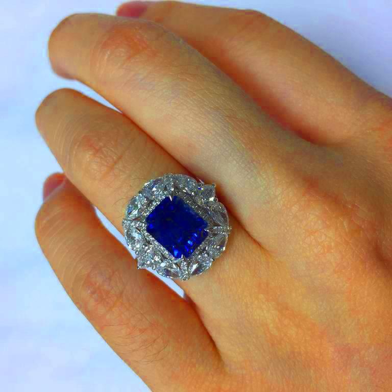 Modern Rich Blue Unheated Ceylon Sapphire Ring