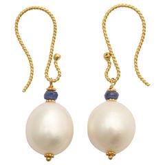 Graceful Pearl and Sapphire Earrings