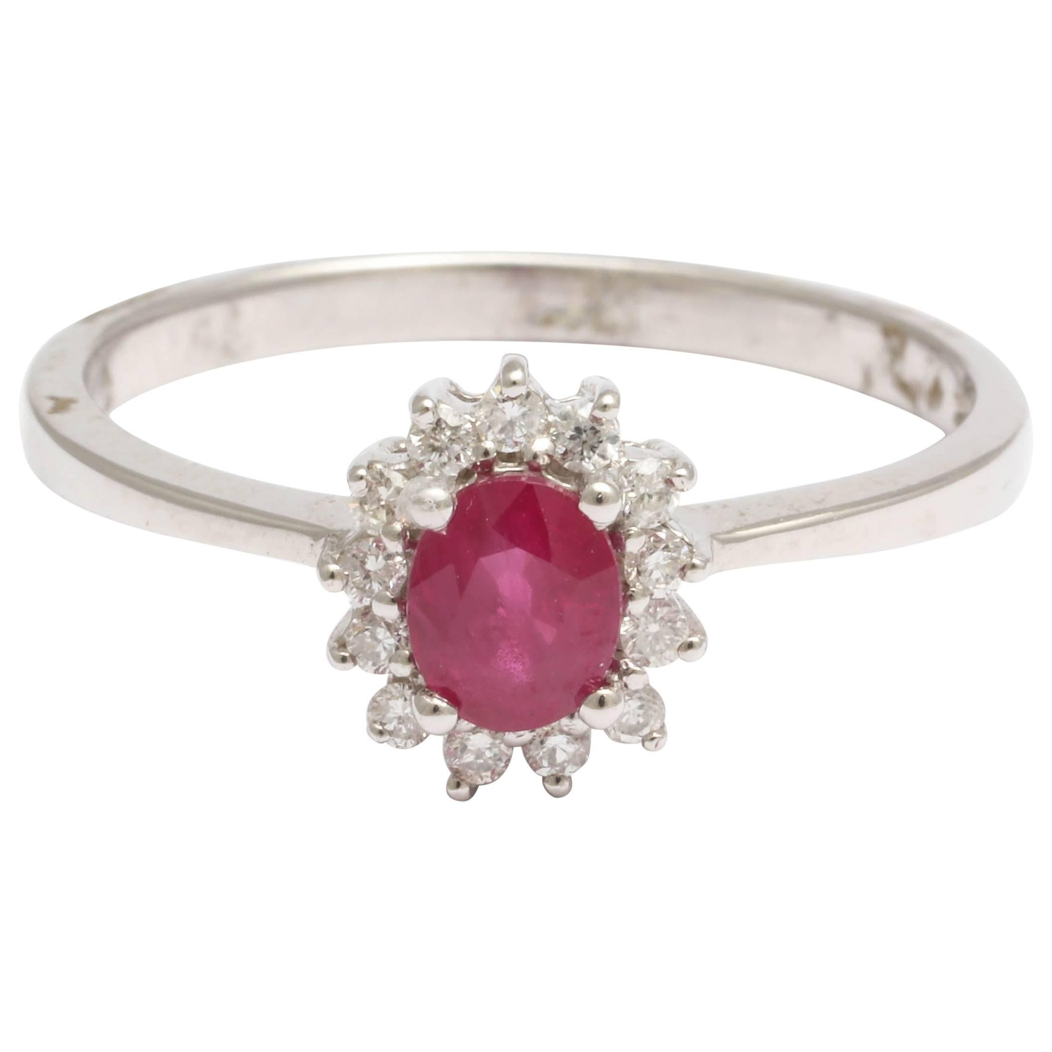 Sweet Ruby and Diamond Ring For Sale