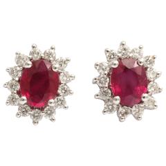 Charming Ruby and Diamond stud Earrings