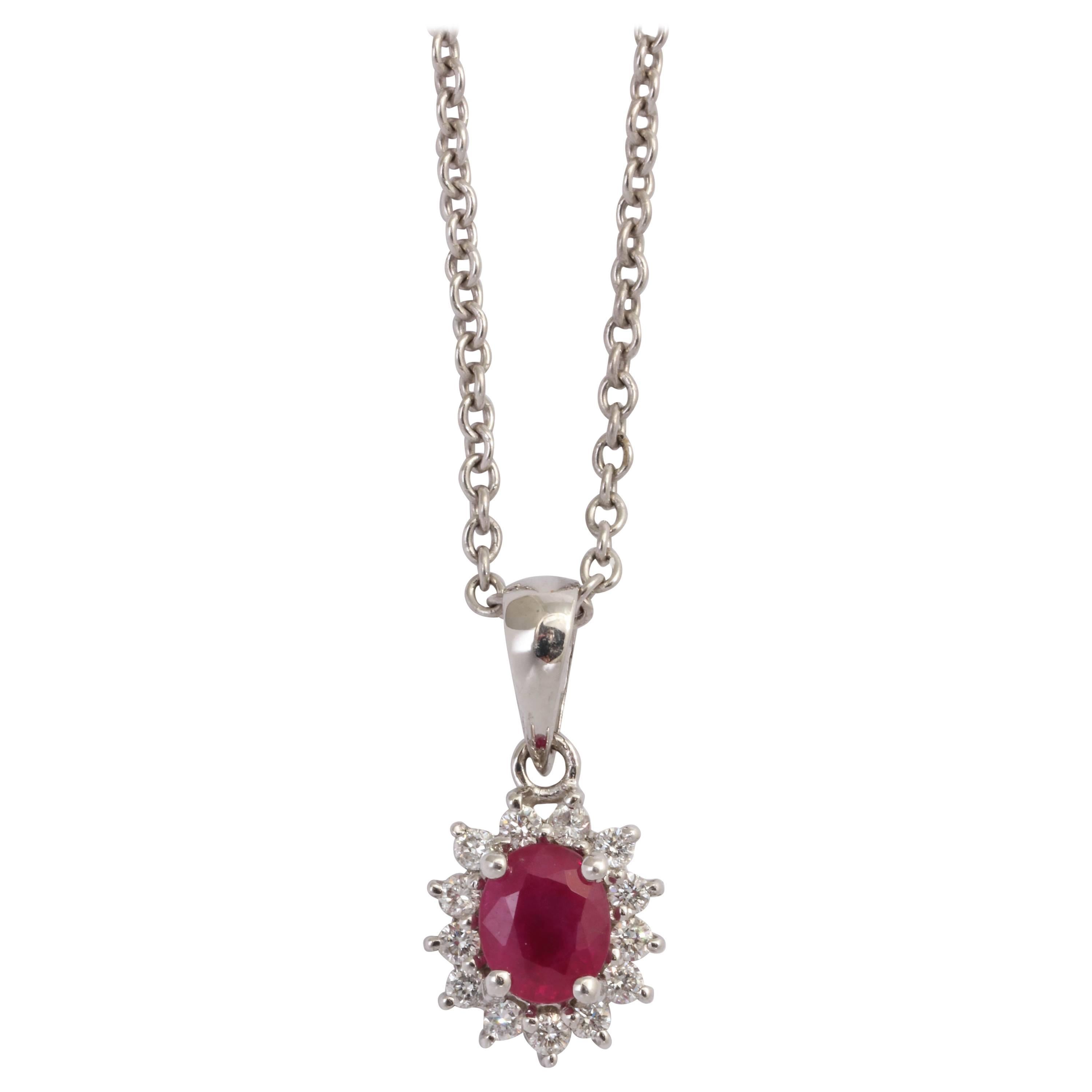 Charming Ruby and Diamond Pendant For Sale