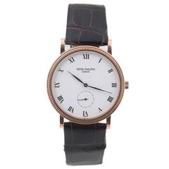 Patek Philippe Calatrava Clous De Paris Rose Gold Wristwatch 6