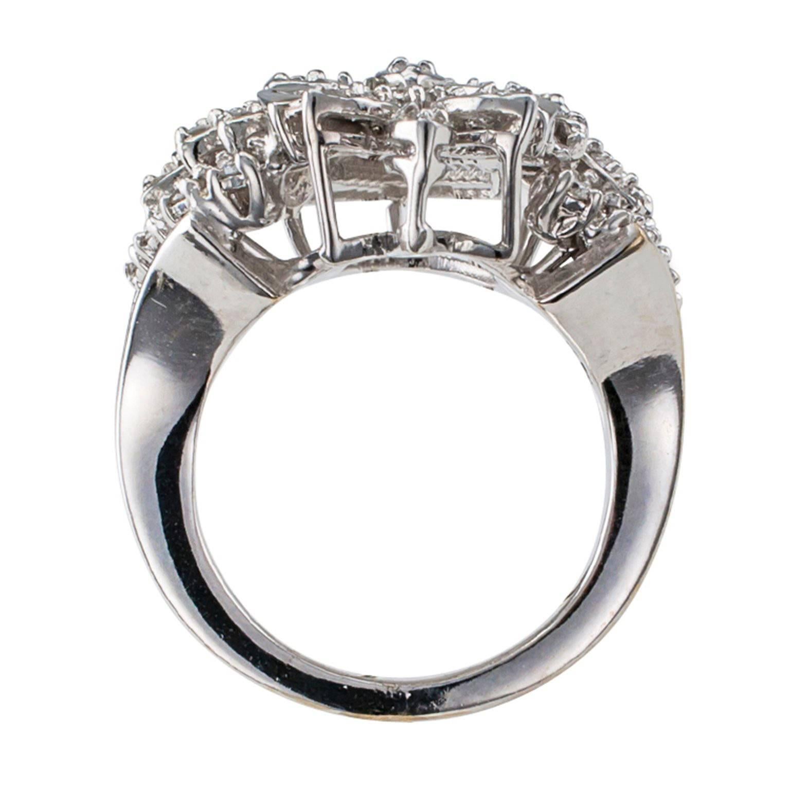 Women's Large Diamond White Gold Cocktail Ring