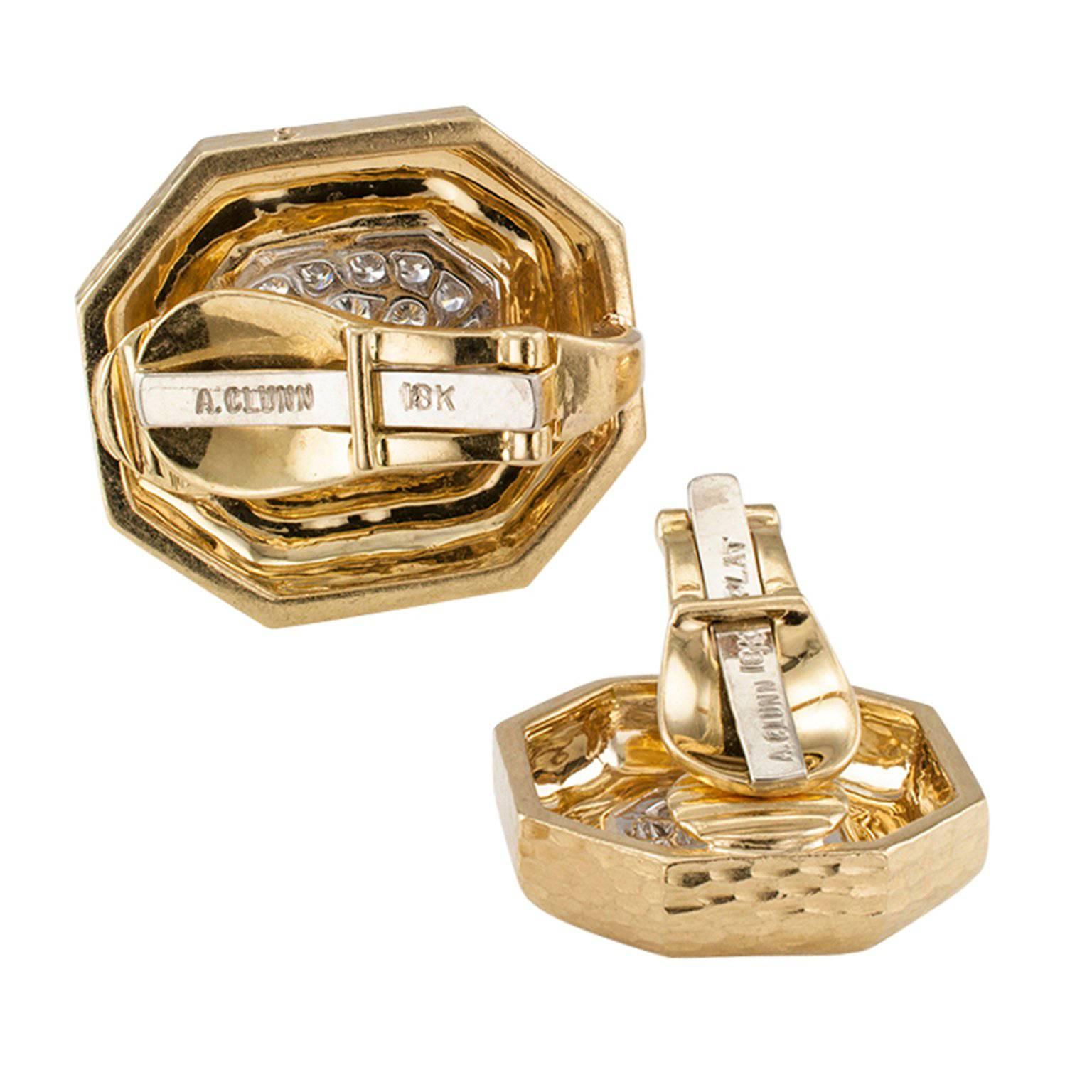 Contemporary Andrew Clunn Octagonal Diamond Earrings